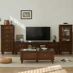 Walnut Wood Vintage Dresser TV Stand with Cabinet