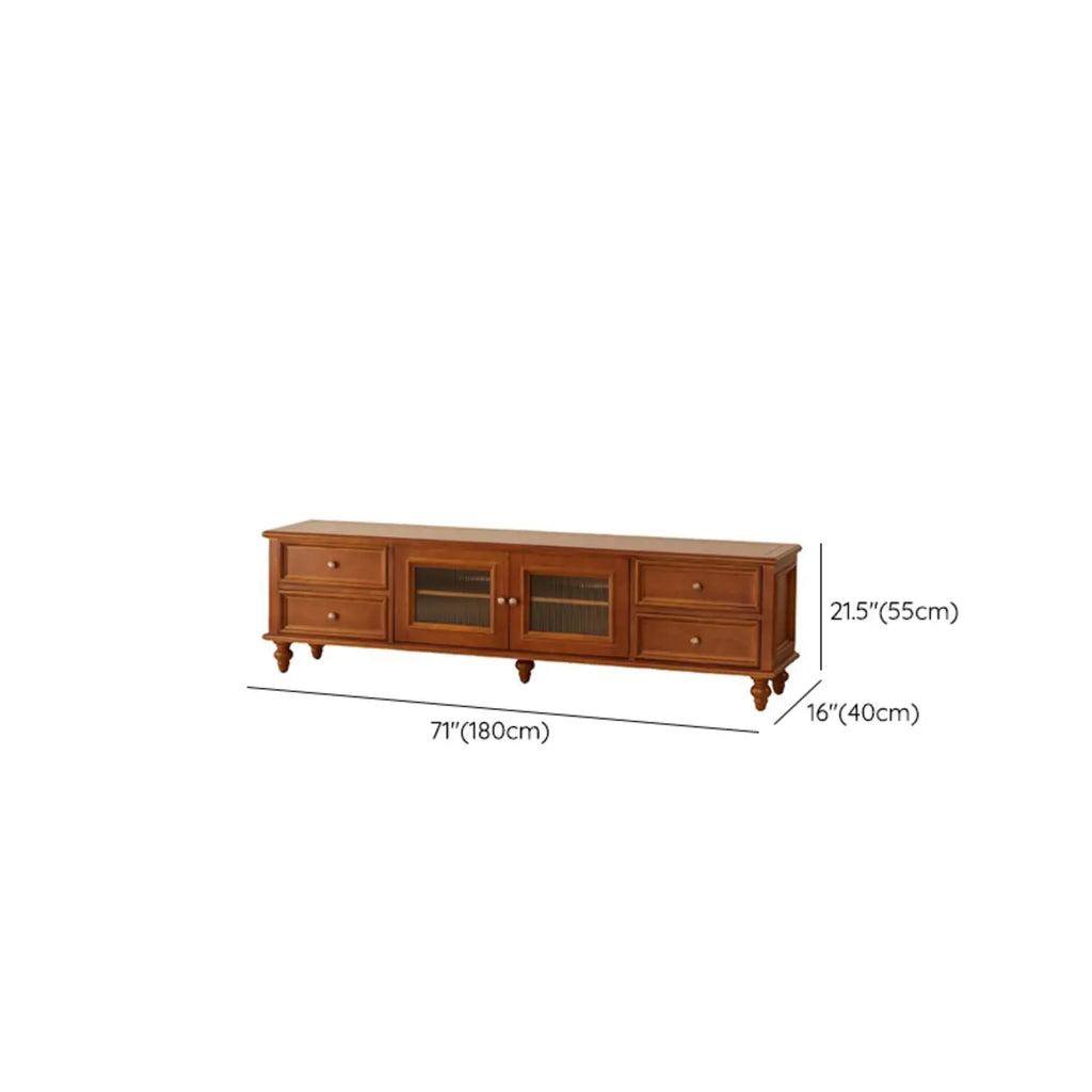 Walnut Wood Vintage Dresser TV Stand with Cabinet