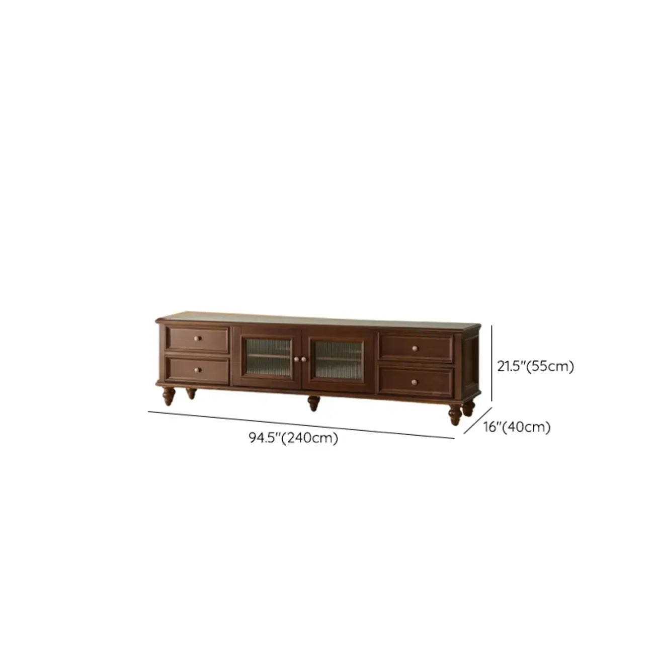 Walnut Wood Vintage Dresser TV Stand with Cabinet