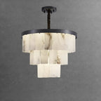 White Stone Geometric Tiered Crystal Chain Chandelier