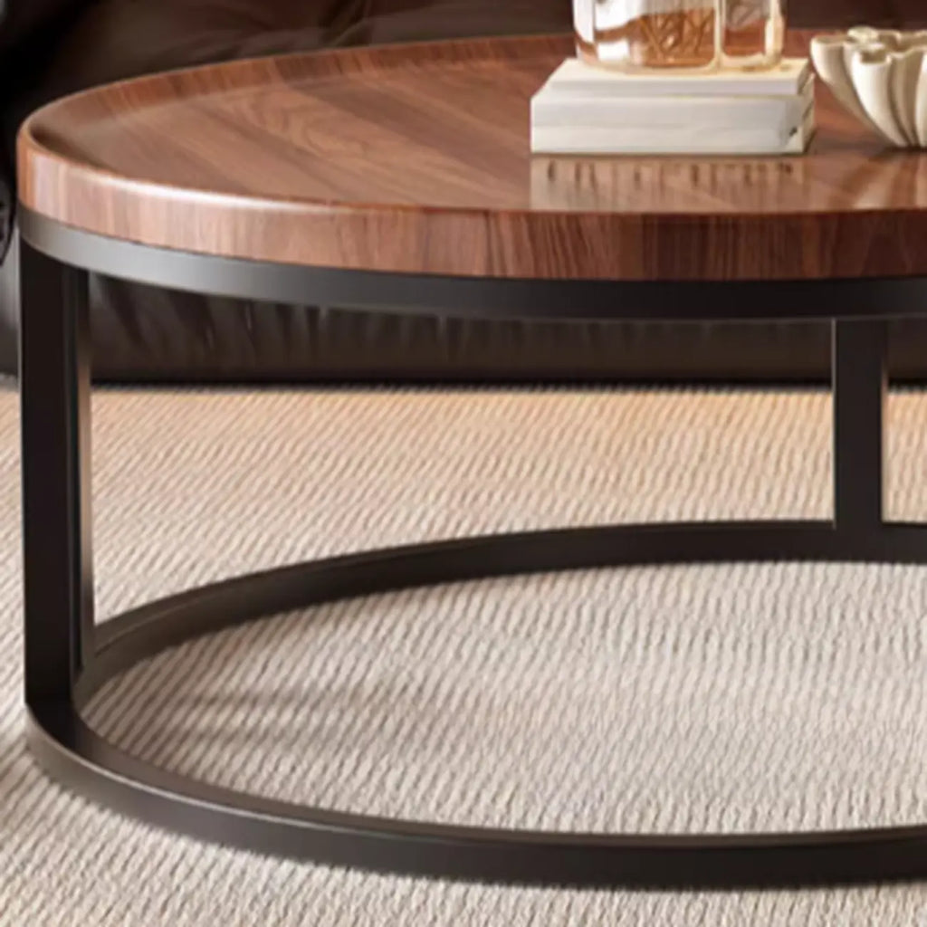 Round Modern Slate Glass Steel Frame Coffee Table