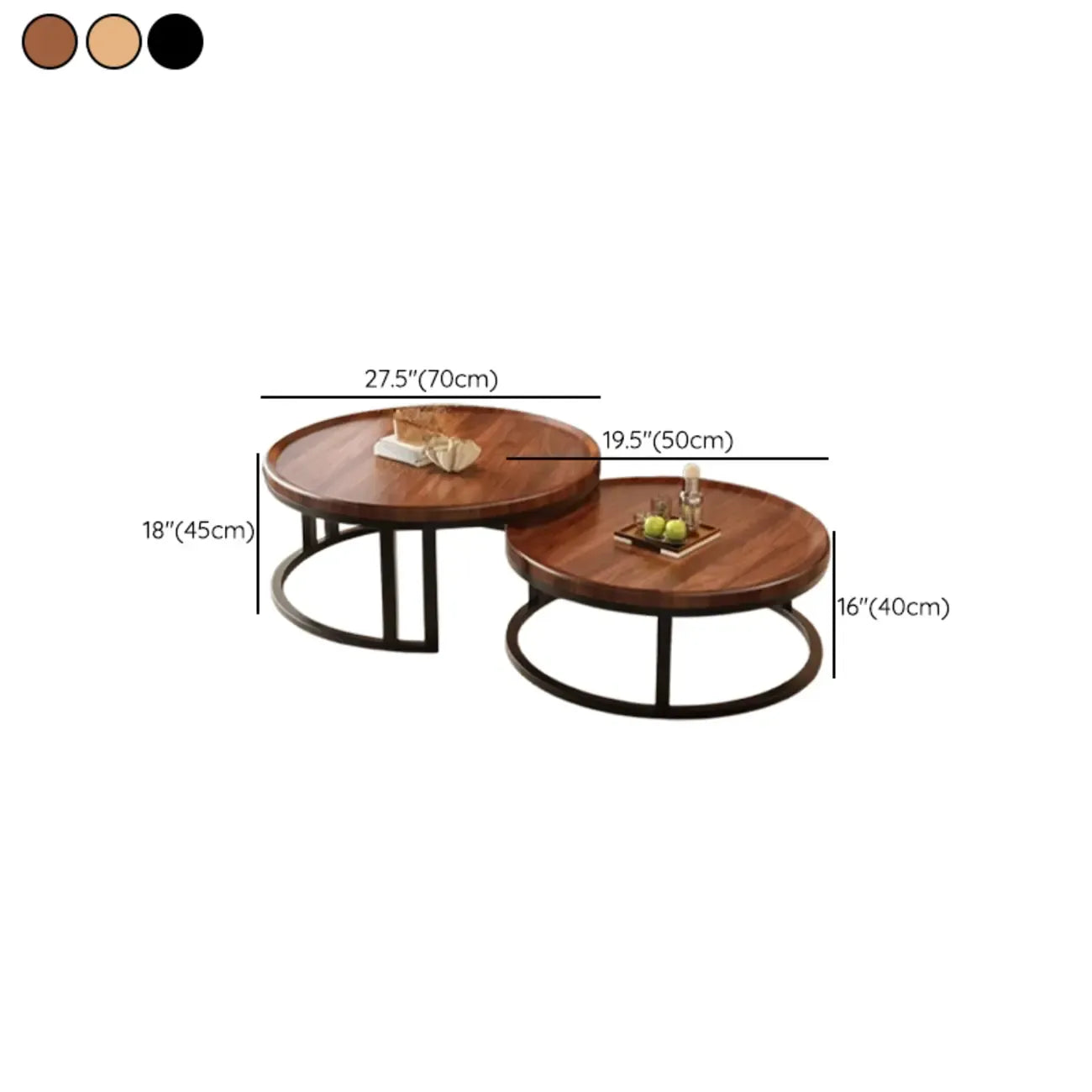 Round Modern Slate Glass Steel Frame Coffee Table