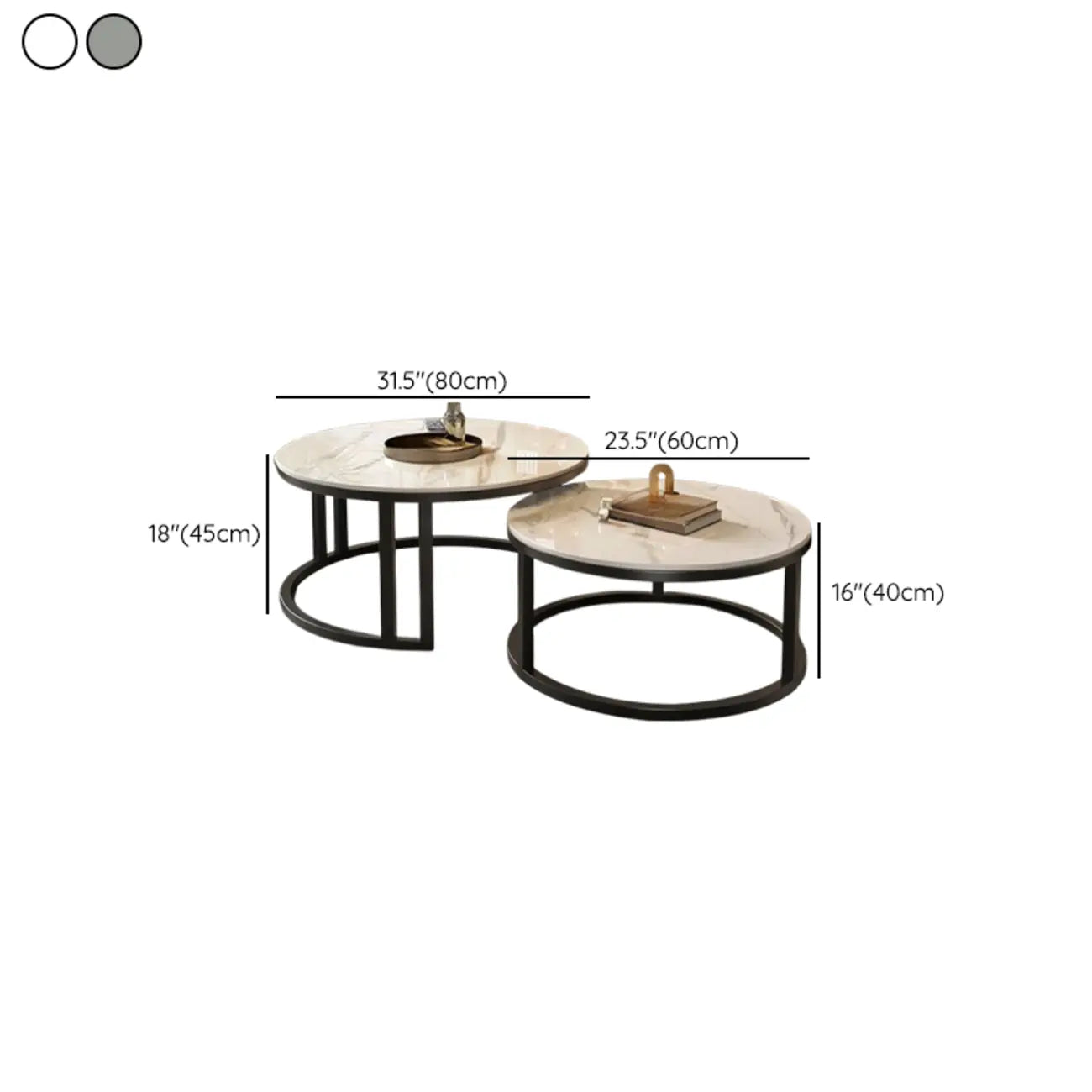 Round Modern Slate Glass Steel Frame Coffee Table