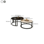 Round Modern Slate Glass Steel Frame Coffee Table