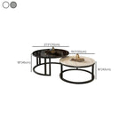 Round Modern Slate Glass Steel Frame Coffee Table