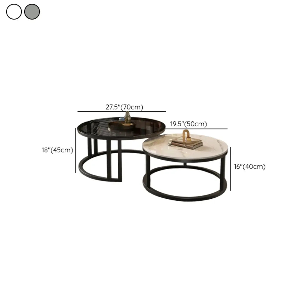 Round Modern Slate Glass Steel Frame Coffee Table