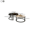 Round Modern Slate Glass Steel Frame Coffee Table