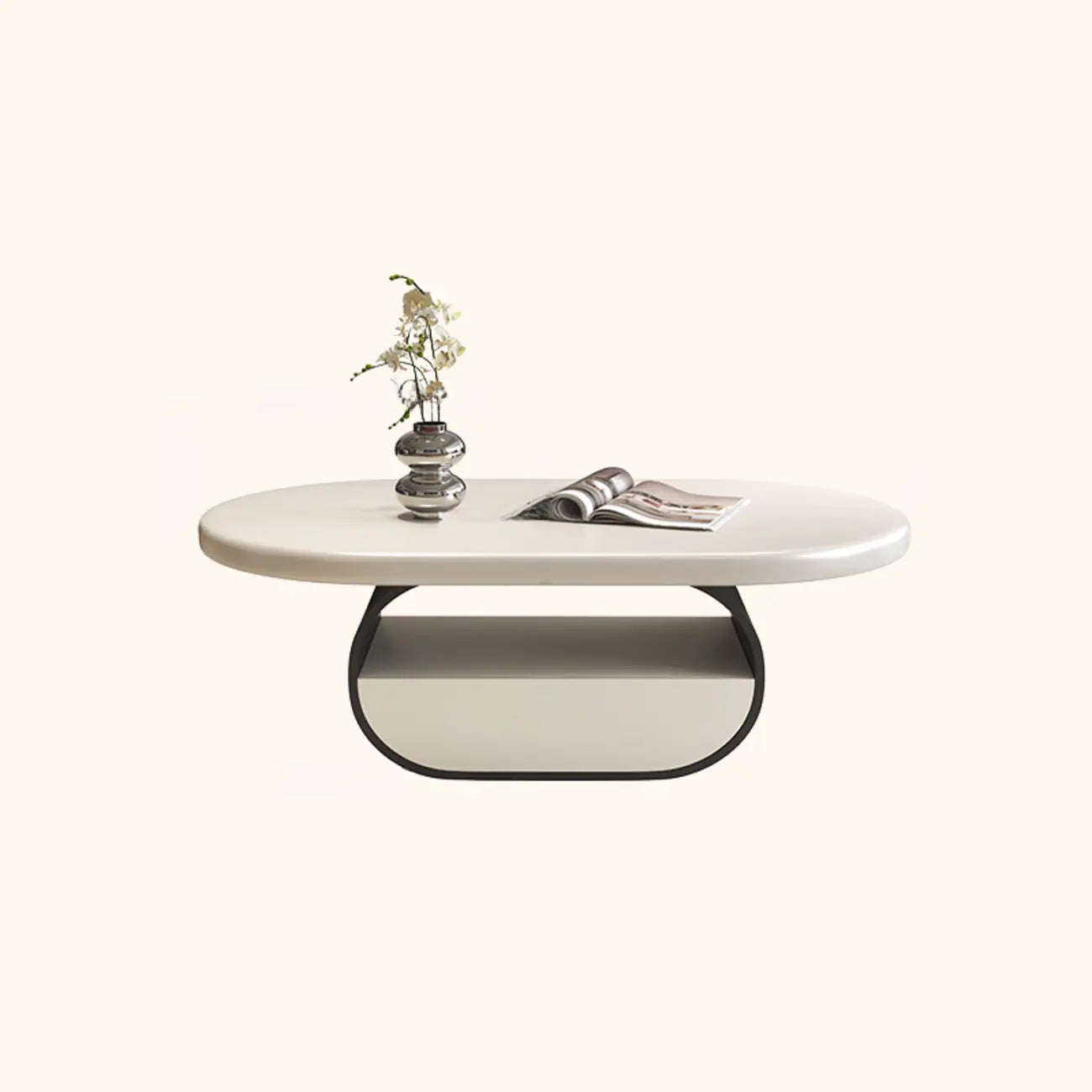 Modern Art Deco Black Wood Pedestal Coffee Table