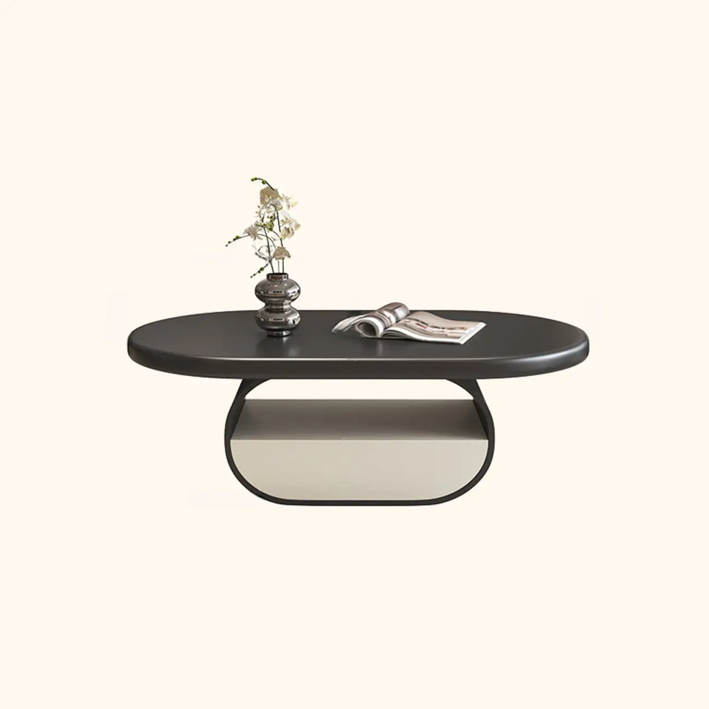 Modern Art Deco Black Wood Pedestal Coffee Table