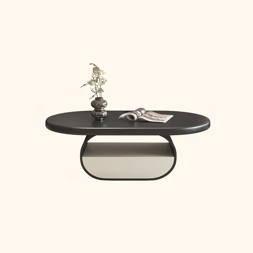 Modern Art Deco Black Wood Pedestal Coffee Table