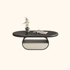 Modern Art Deco Black Wood Pedestal Coffee Table