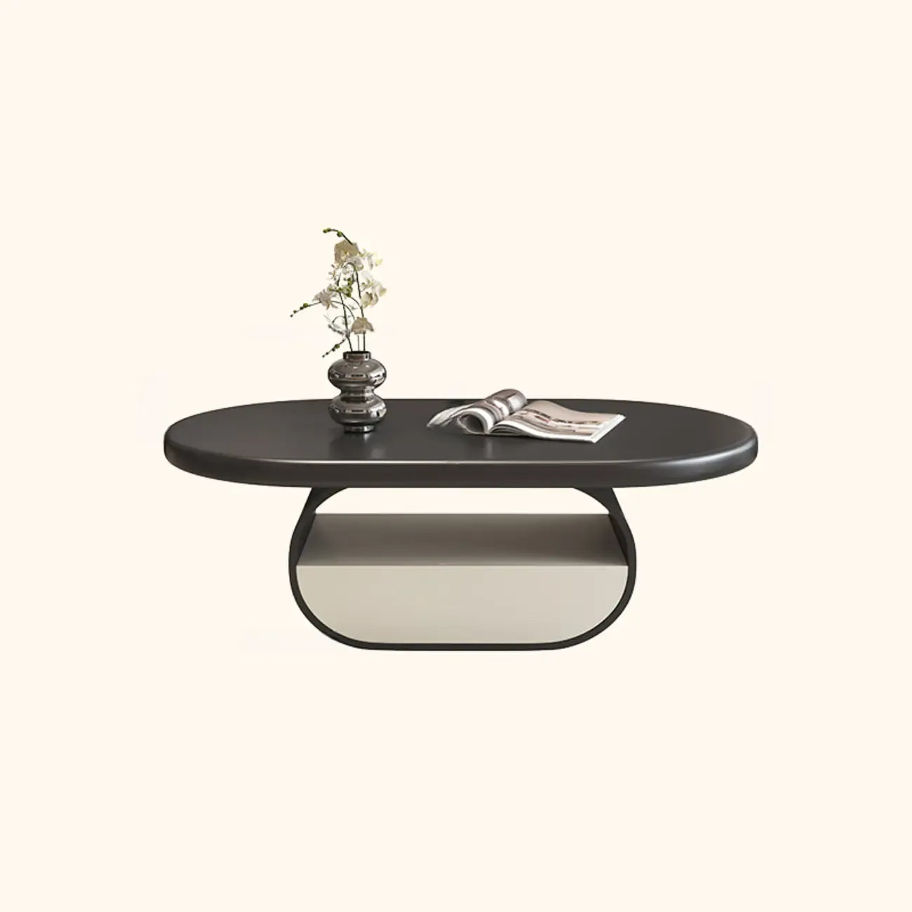 Modern Art Deco Black Wood Pedestal Coffee Table