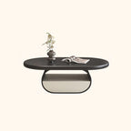 Modern Art Deco Black Wood Pedestal Coffee Table