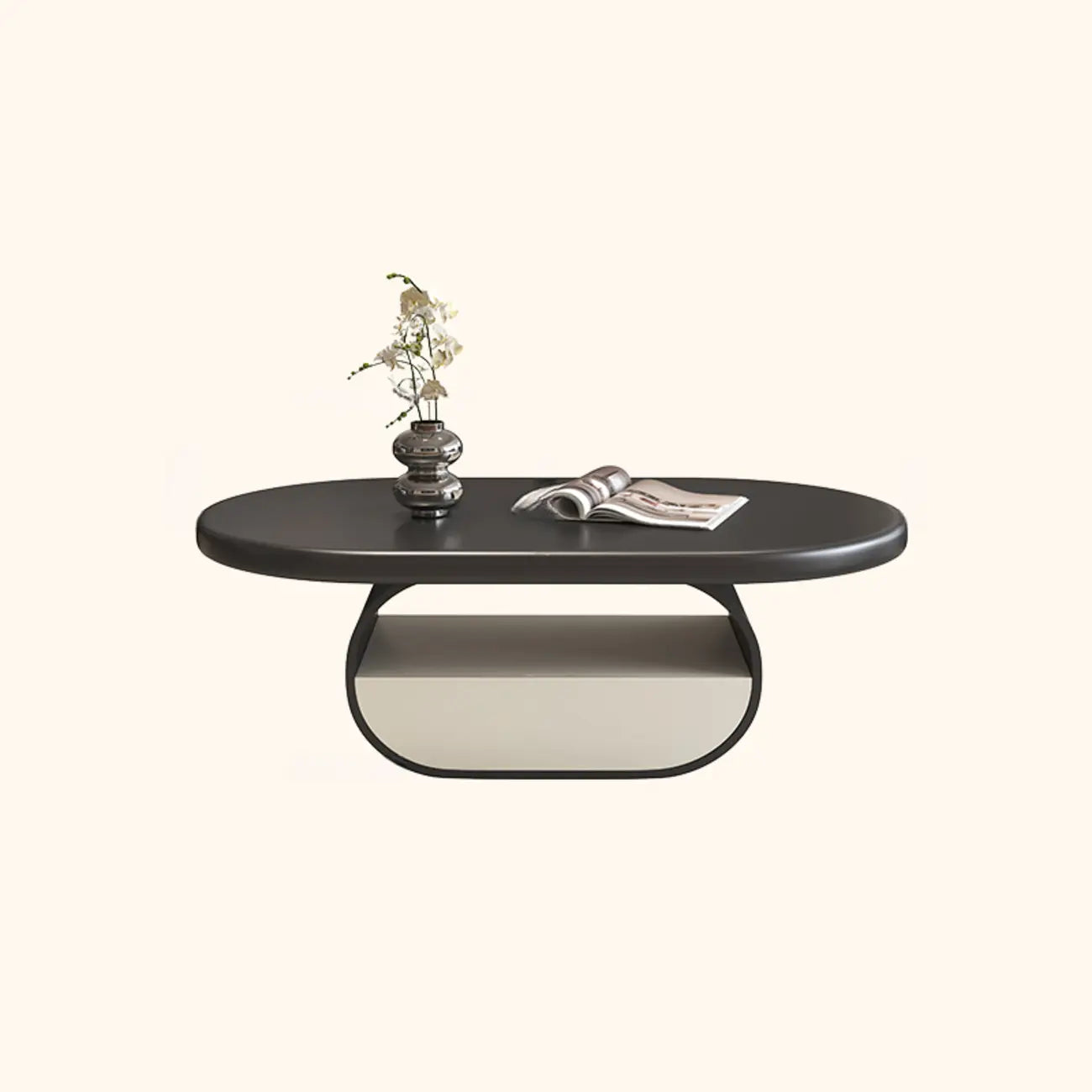 Modern Art Deco Black Wood Pedestal Coffee Table