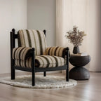 Modern Striped Accent Chair with Removable Cushion