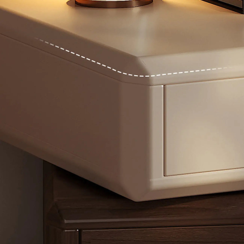 Creative Modern Swivel Beige Wooden 3 Drawers Nightstand