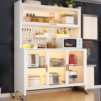 Mobile Metal Open Storage Sideboard with Glass Doors