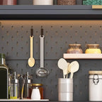 Mobile Metal Open Storage Sideboard with Glass Doors