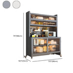 Mobile Metal Open Storage Sideboard with Glass Doors