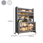 Mobile Metal Open Storage Sideboard with Glass Doors