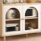 Kitchen Natural Wood Open Shelving 3-Drawer Sideboard