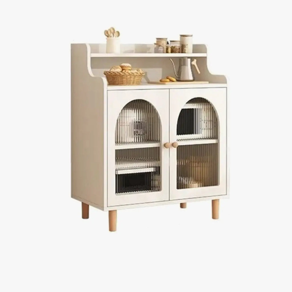Kitchen Natural Wood Open Shelving 3-Drawer Sideboard
