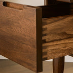 Art Deco Brown Wood Top 2 Drawer Nightstand with Legs