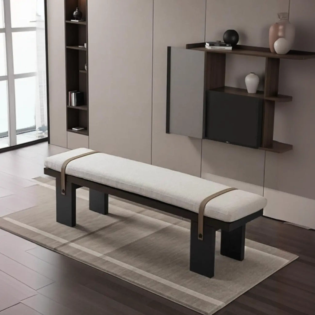 Minimalist Upholstered Bedroom Bench with Soft Cushion