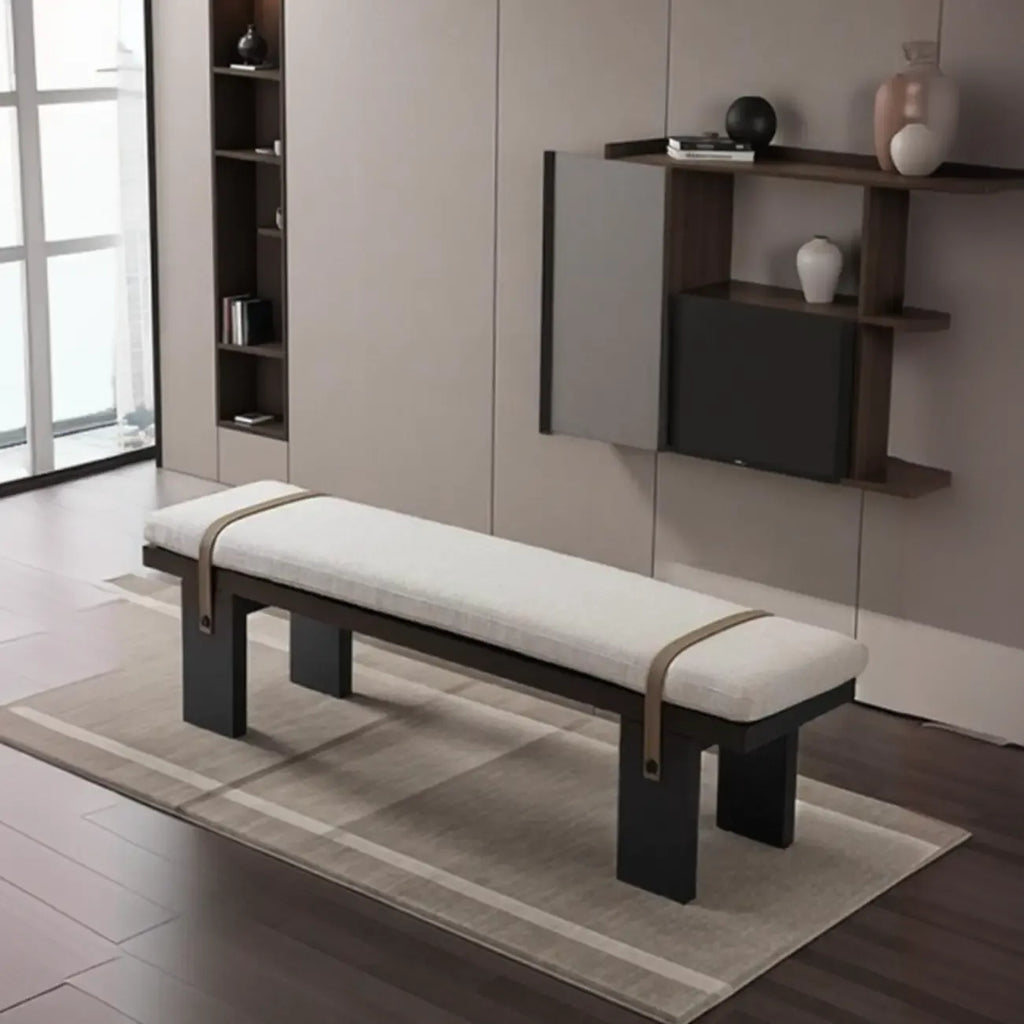 Minimalist Upholstered Bedroom Bench with Soft Cushion