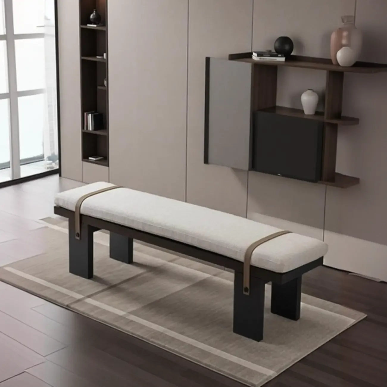 Minimalist Upholstered Bedroom Bench with Soft Cushion