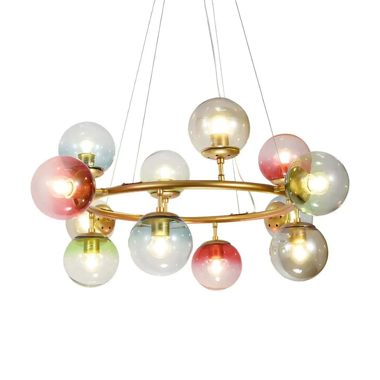 Modern Multi-Colored Ring Sphere Chandelier