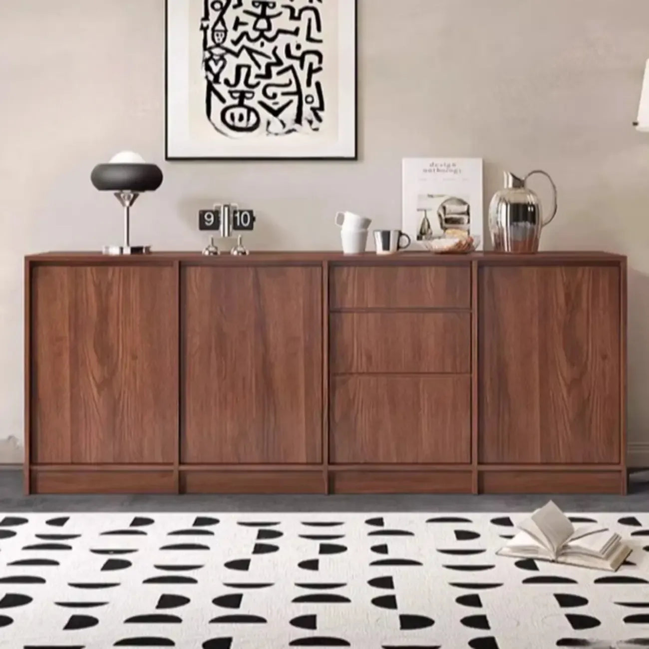 Modern Wood Buffet with Alterable Shelf and Doors