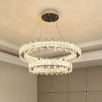 Gold Crystal Circular Glass Beads Modern Chandelier