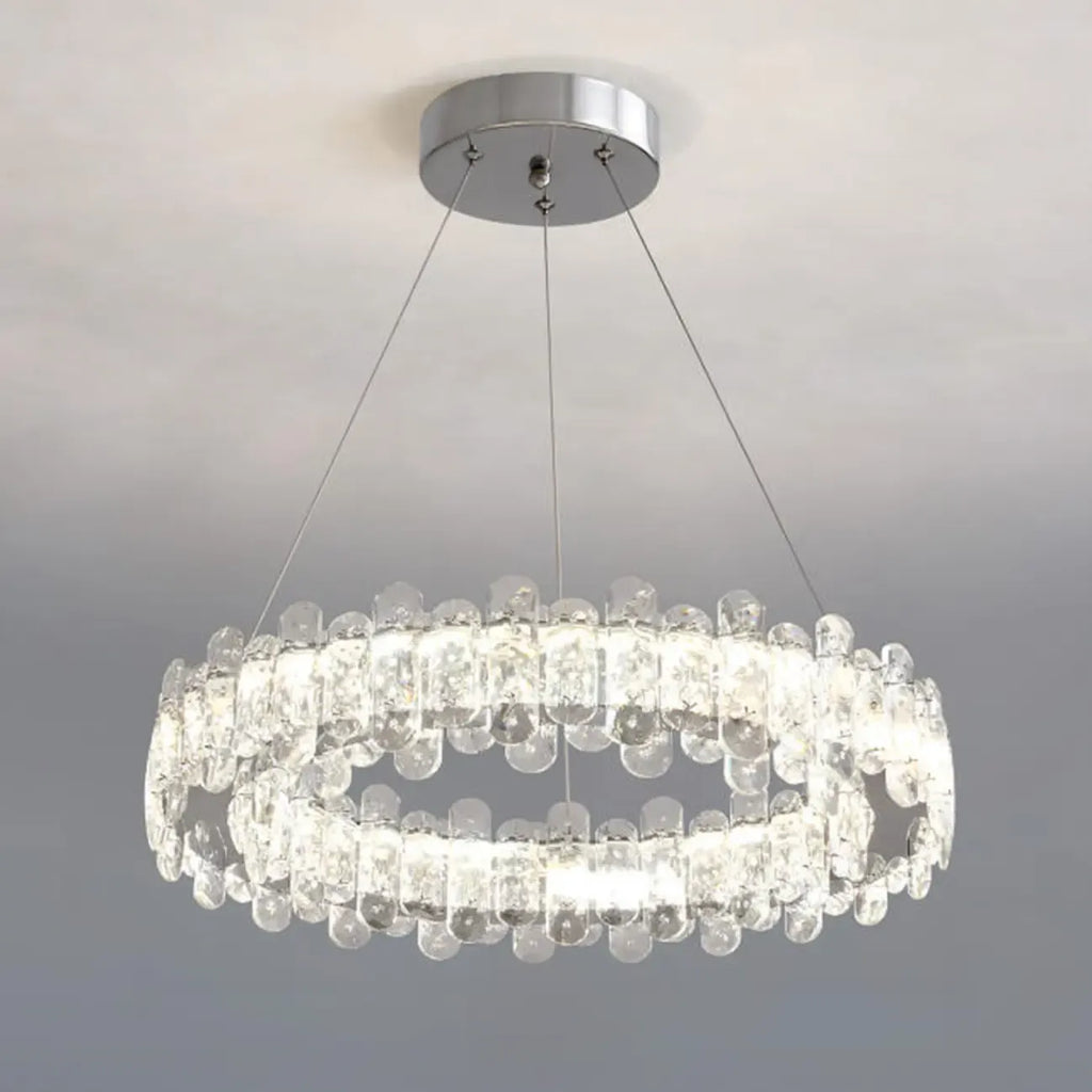 Gold Crystal Circular Glass Beads Modern Chandelier