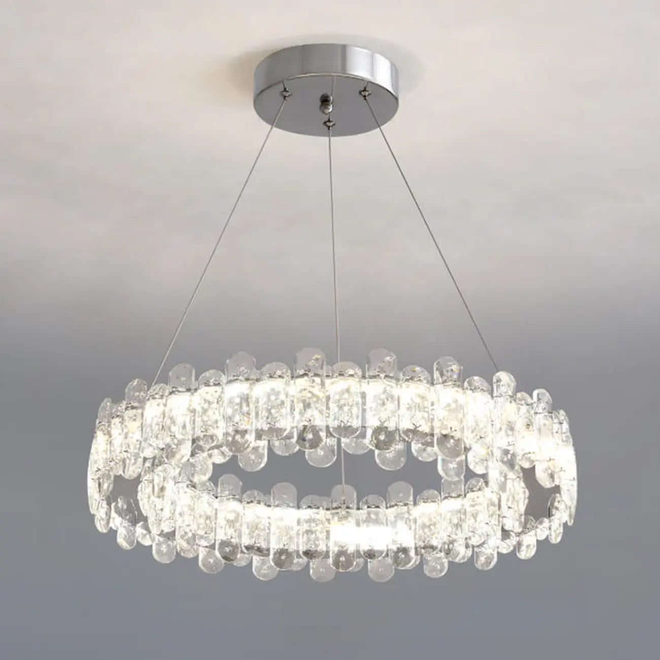 Gold Crystal Circular Glass Beads Modern Chandelier
