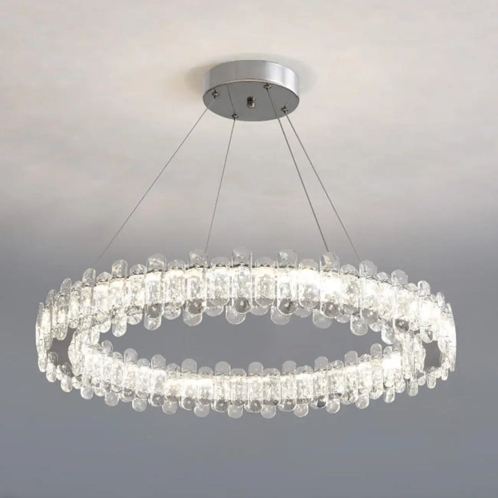 Gold Crystal Circular Glass Beads Modern Chandelier