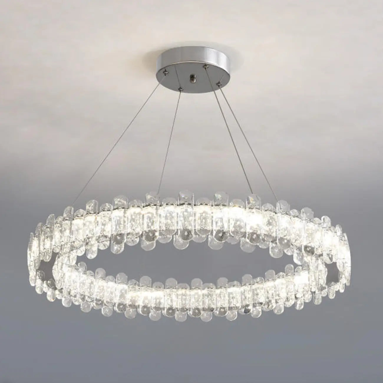 Gold Crystal Circular Glass Beads Modern Chandelier