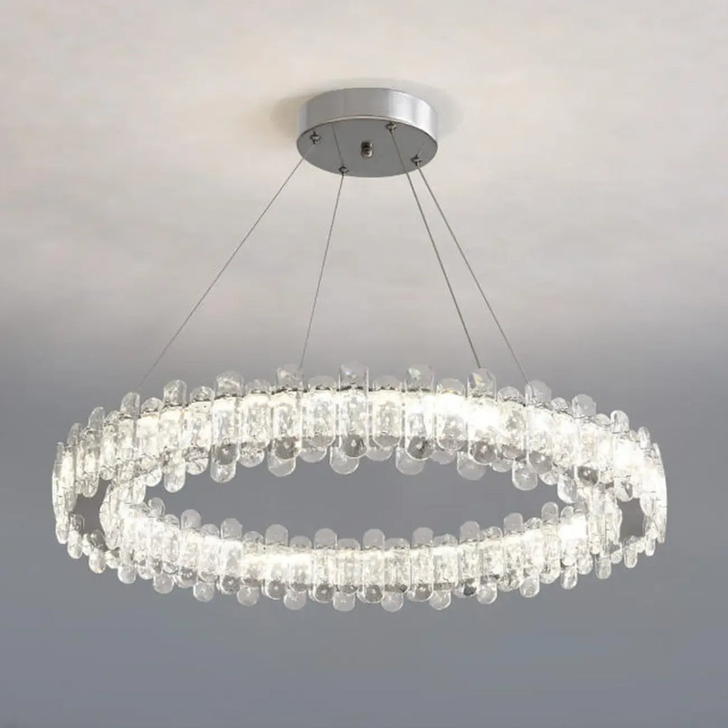 Gold Crystal Circular Glass Beads Modern Chandelier