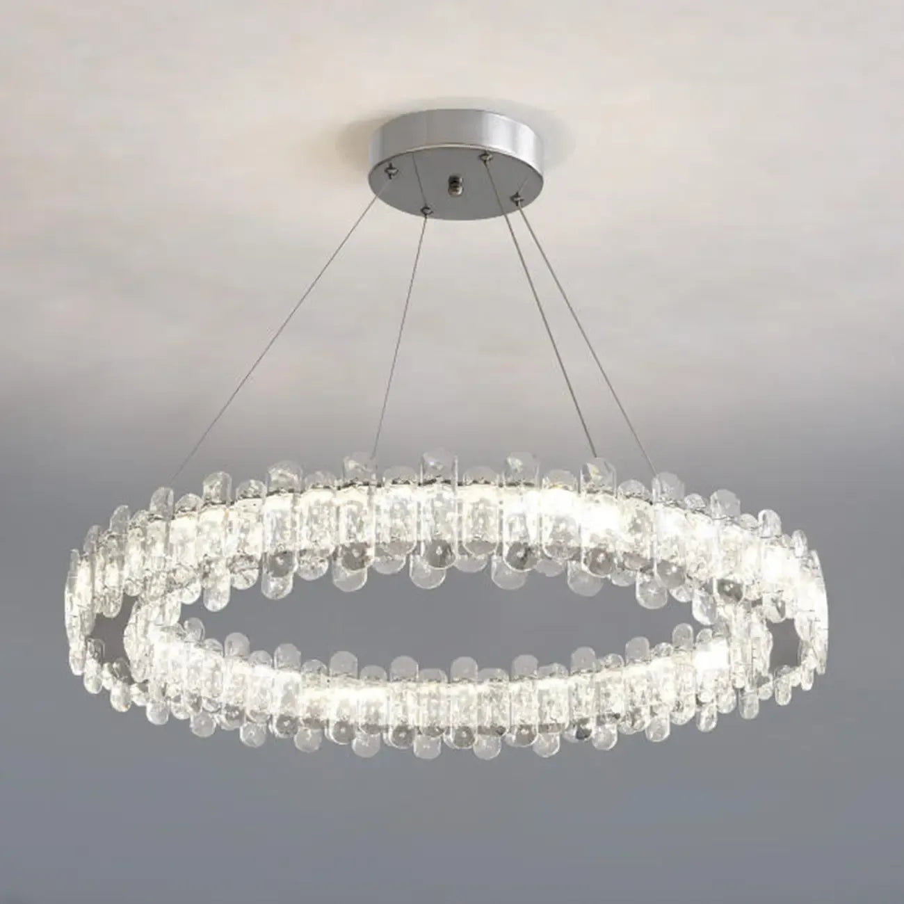Gold Crystal Circular Glass Beads Modern Chandelier