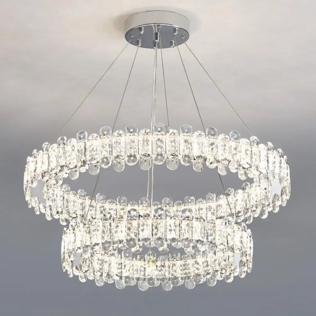 Gold Crystal Circular Glass Beads Modern Chandelier