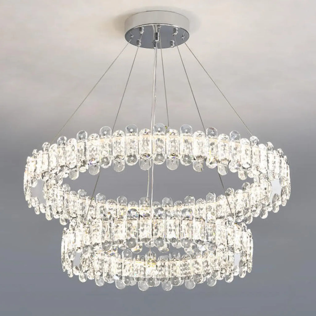 Gold Crystal Circular Glass Beads Modern Chandelier
