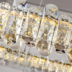Gold Crystal Circular Glass Beads Modern Chandelier
