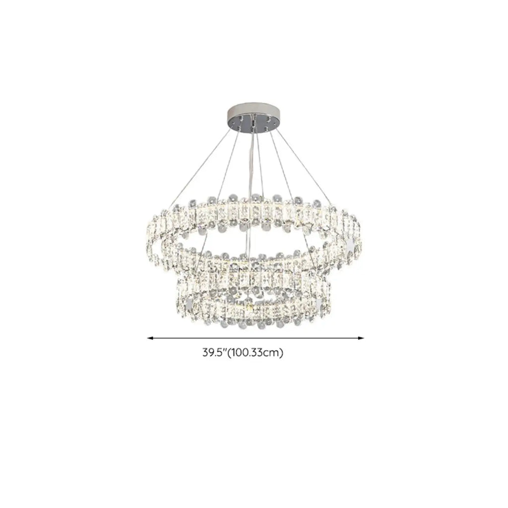 Gold Crystal Circular Glass Beads Modern Chandelier