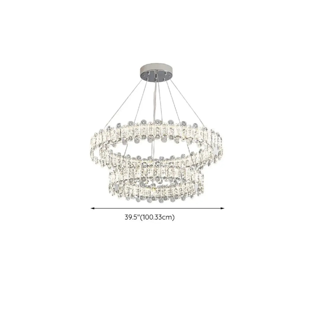 Gold Crystal Circular Glass Beads Modern Chandelier