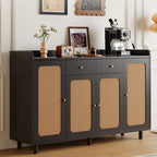 Modern Wood Sideboard with Woven Doors and Storage