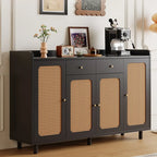 Modern Wood Sideboard with Woven Doors and Storage