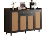 Modern Wood Sideboard with Woven Doors and Storage