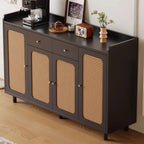 Modern Wood Sideboard with Woven Doors and Storage