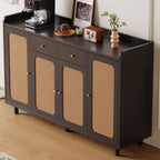 Modern Wood Sideboard with Woven Doors and Storage