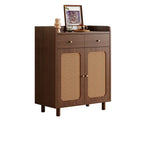 Modern Wood Sideboard with Woven Doors and Storage
